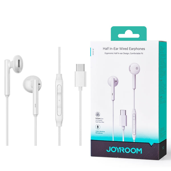 Joyroom JR-EC05 Type-C Series Half In-Ear Wired Earphones - White